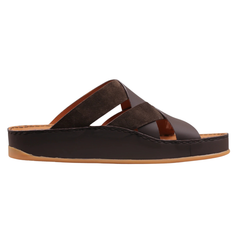 Raha Nafis brown Medicated Arabic sandal for men with premium leather and suede straps, opposite side view