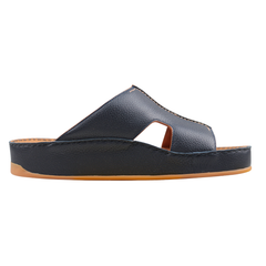 Raha Shams black premium deer leather Arabic sandal for men with medicated footbed, opposite side view