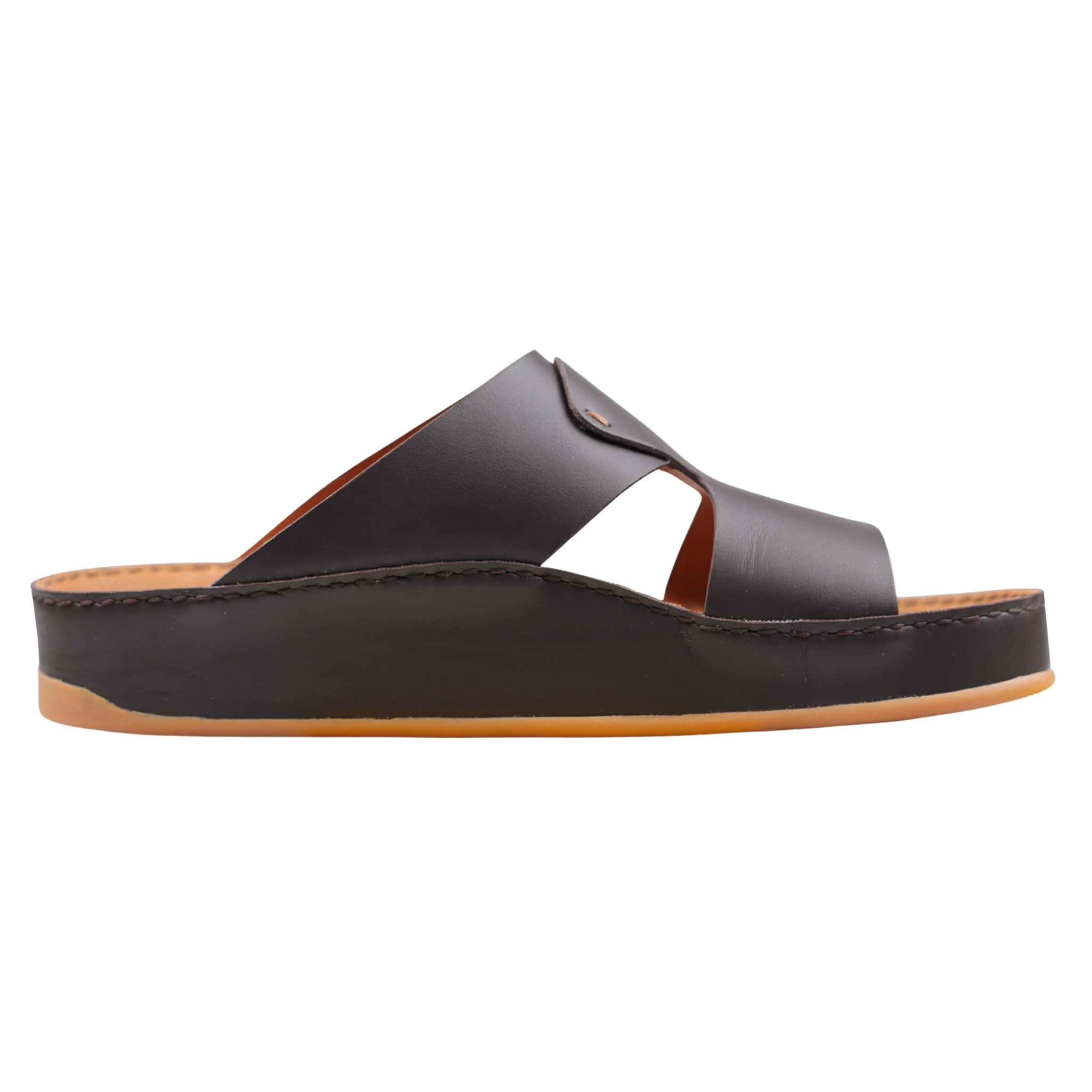 Raha Joud black premium leather Arabic sandal for men with medicated footbed, opposite side view