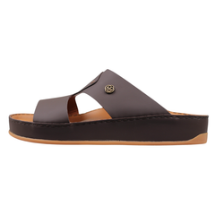 Raha Joud black premium leather Arabic sandal for men with medicated footbed, side view