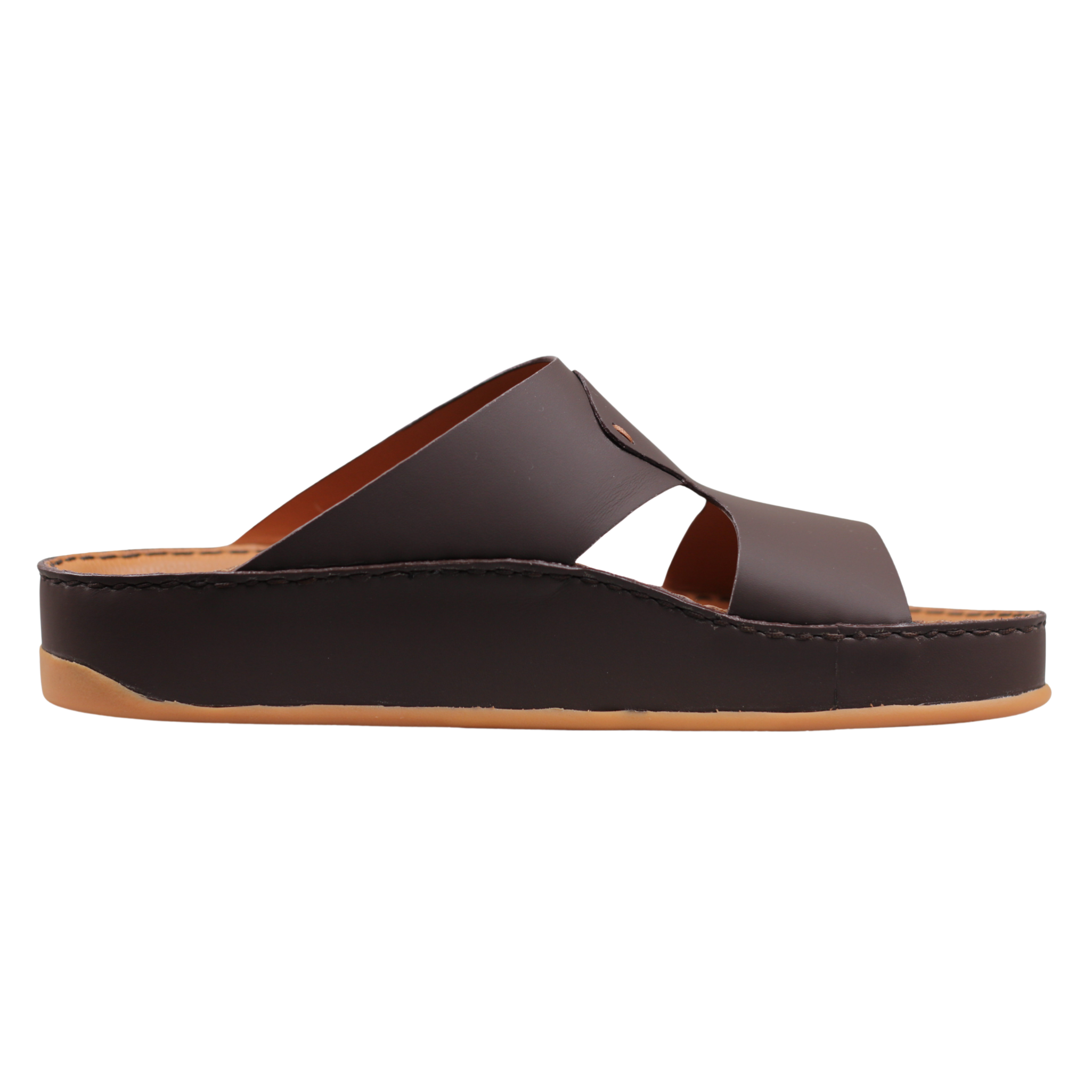 Raha Joud brown premium leather Arabic sandal for men with medicated footbed, opposite side view