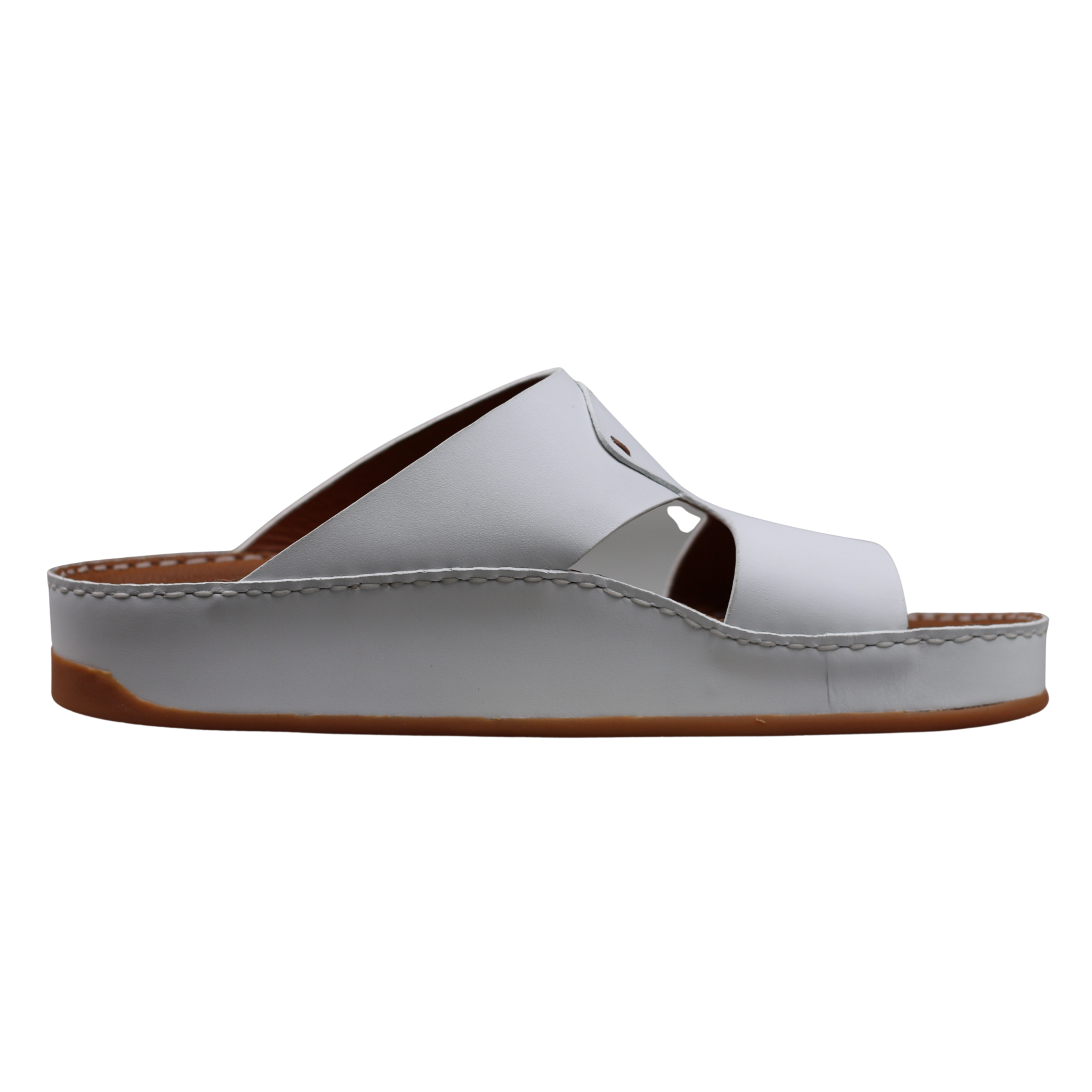 Raha Joud white premium leather Arabic sandal for men with medicated footbed, opposite side view