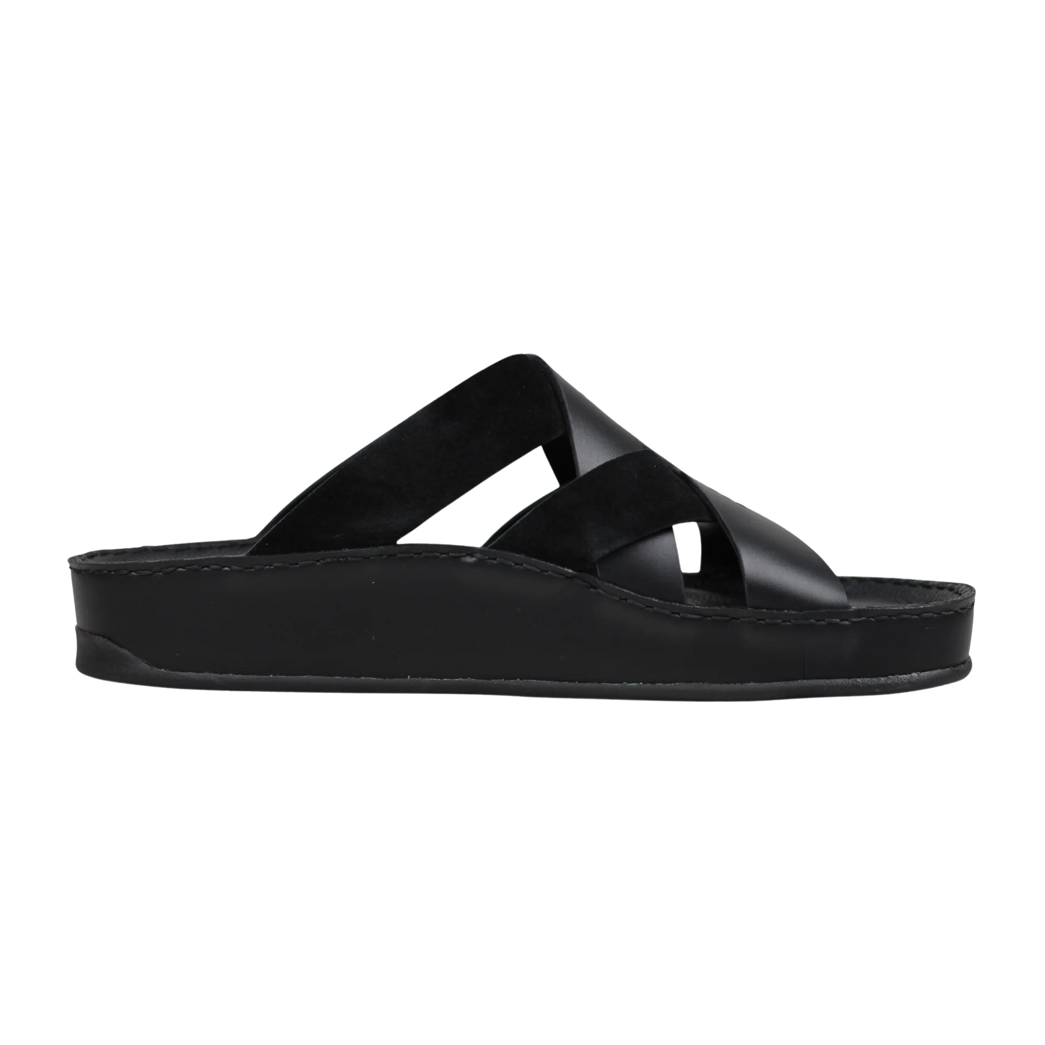 Raha Nafis black Medicated Arabic sandal for men with premium leather and suede straps, opposite side view