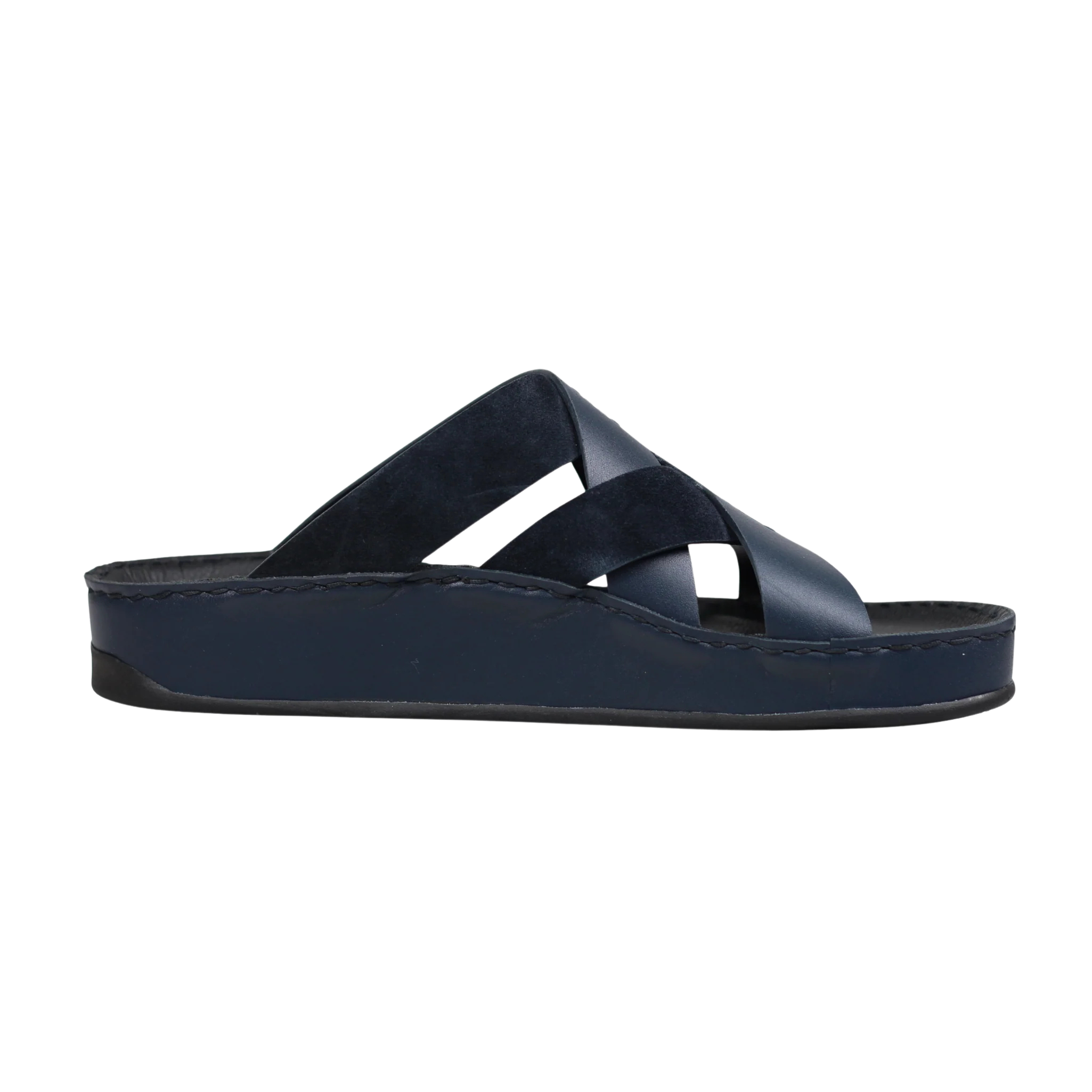 Raha Nafis navy Medicated Arabic sandal for men with premium leather and suede straps, opposite side view