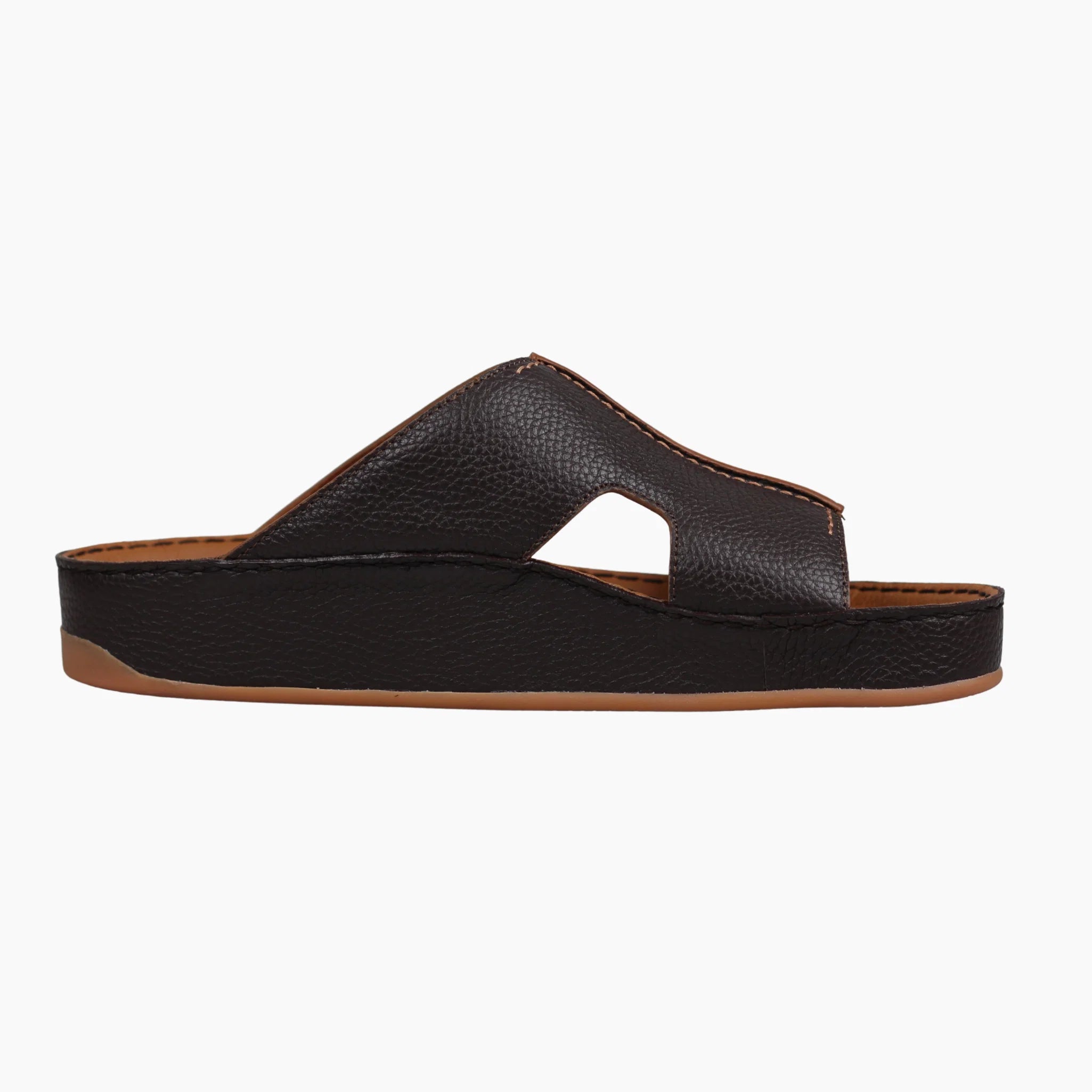 Raha Shams brown premium deer leather Arabic sandal for men with medicated footbed, opposite side view